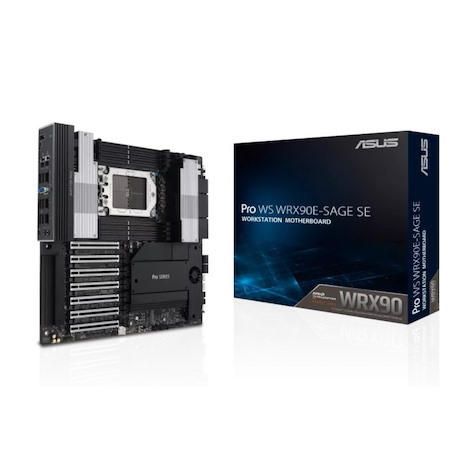 Asus Amd Pro WS Wrx90e-Sage Se STR5 Eeb Workstation Motherboard, 7 X PCIe 5.0 X16, multi-GPU Support, 4X M.2 Slots, 2X SlimSAS Ports And 4 X Sata