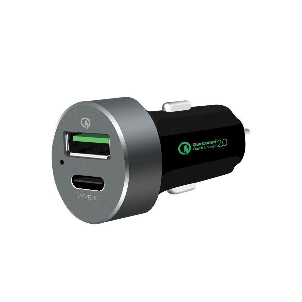 Mbeat® QuickBoost Usb 2.0 & Usb Type-C Dual Port Car Charger - Certified Qualcomm Quick Charge 2.0 Technology /Fast Charging/ Samsung Galaxy Note(LS)