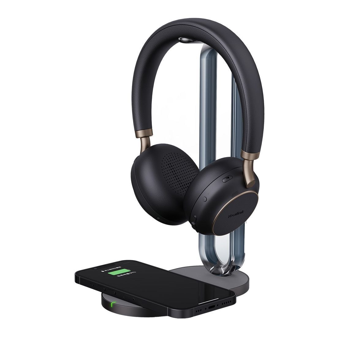 Yealink BH76 Plus With Charging Stand Teams Black Usb-C/A Bluetooth Stereo Headset, 5Mic Beamforming Noise Cancellation Talk Time Up To 35H