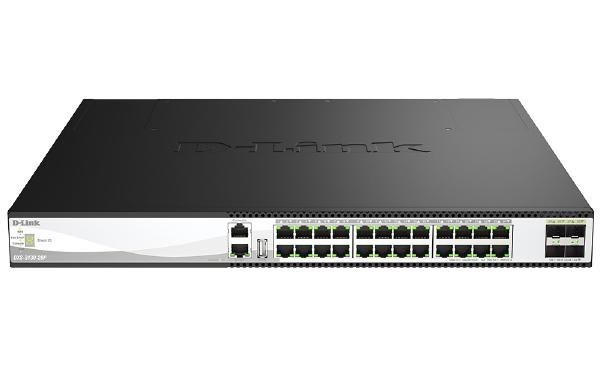 D-Link DXS-3130 DXS-3130-28P 24 Ports Manageable Ethernet Switch - Gigabit Ethernet, 2.5 Gigabit Ethernet, 5 Gigabit Ethernet, 10 Gigabit Ethernet, 25 Gigabit Ethernet - 10/100/1000Base-T, 2.5GBase-T, 5GBase-T, 10GBase-T, 10GBase-X, 25GBase-X - Black - Grey