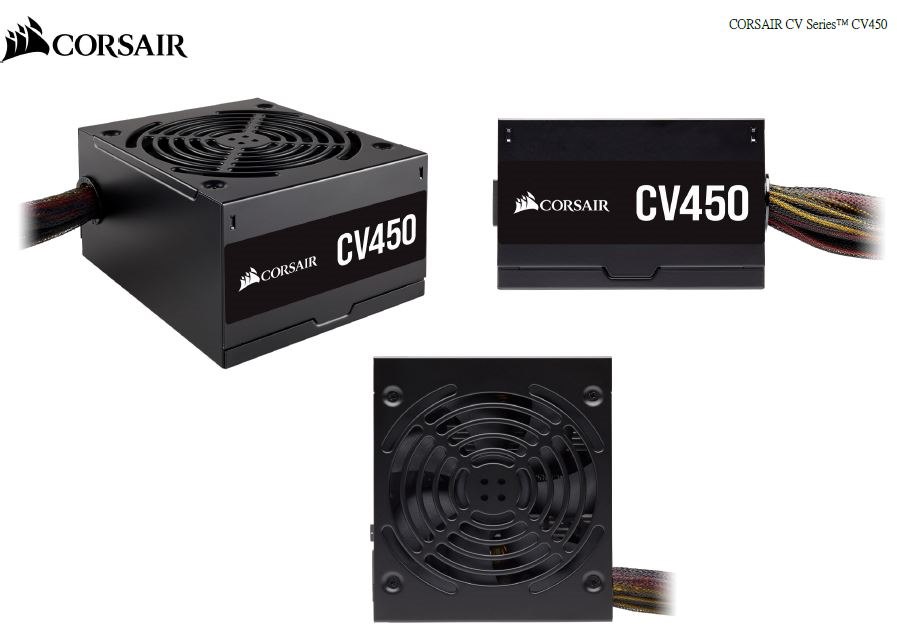 Corsair 450W CV Series CV450, 80 Plus Bronze Certified Power Supply