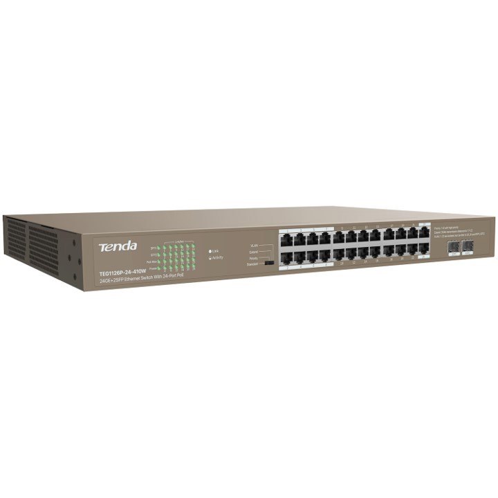 Tenda Teg1126p-24-410W 24Ge 2SFP Switch With 24-Port Poe