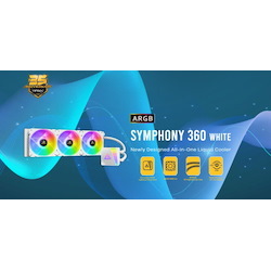 Antec Symphony 360MM Argb White Advanced Liquid Cpu Cooler, PWM Led Fan, Ptfe Tubing, Lga 115X, 1200, 2011-V3, 2066, Am4, Am3+ FMx, TR4, 3 YRS WTY