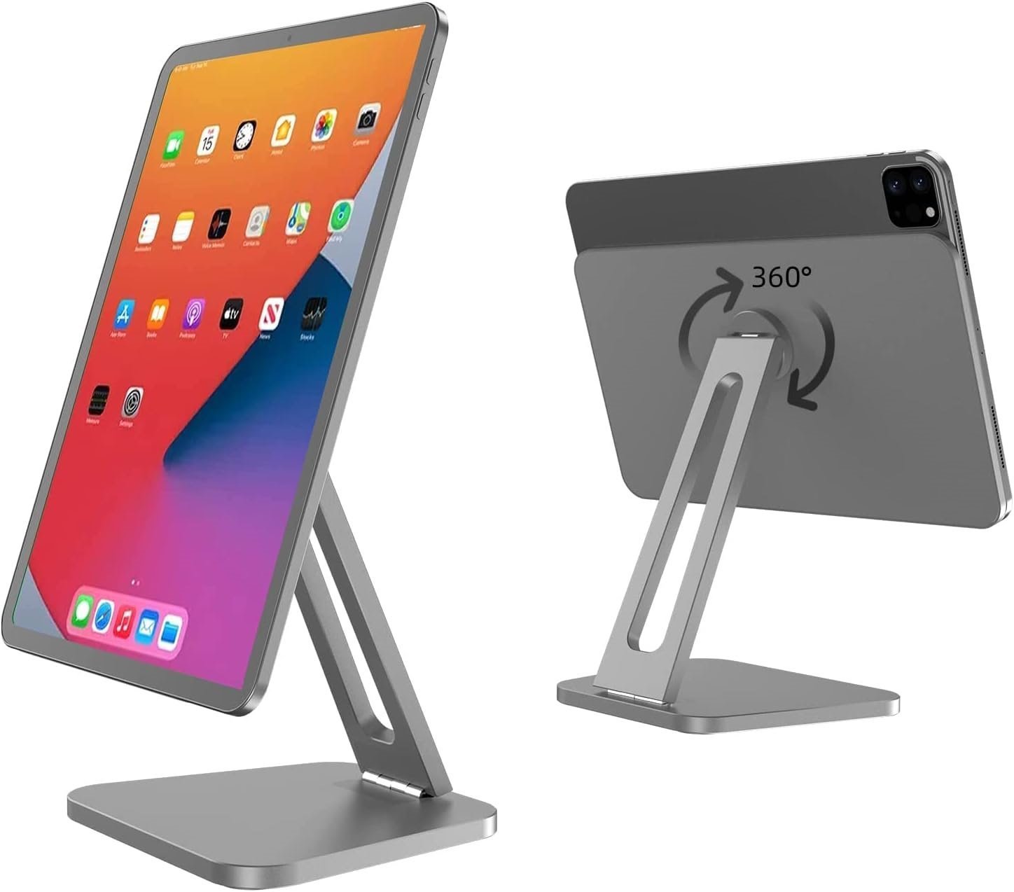 MagFree Magnetic iPad Stand，360° Rotating Desktop Tablet Stand Floating Magnetic iPad Pro Stand Holder for Apple iPad Pro 11 1st/2nd/3rd Gen, iPad Air 4th, iPad Air 5th Generation-Gray