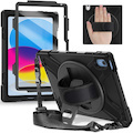 Herize iPad 10th Generation Case 10.9 Inch 2022 with Screen Protector Stand | iPad A2757/A2777 Case | Heavy Duty Shockproof Rugged Protective Case W/Handle Strap Shoulder Strap | Black