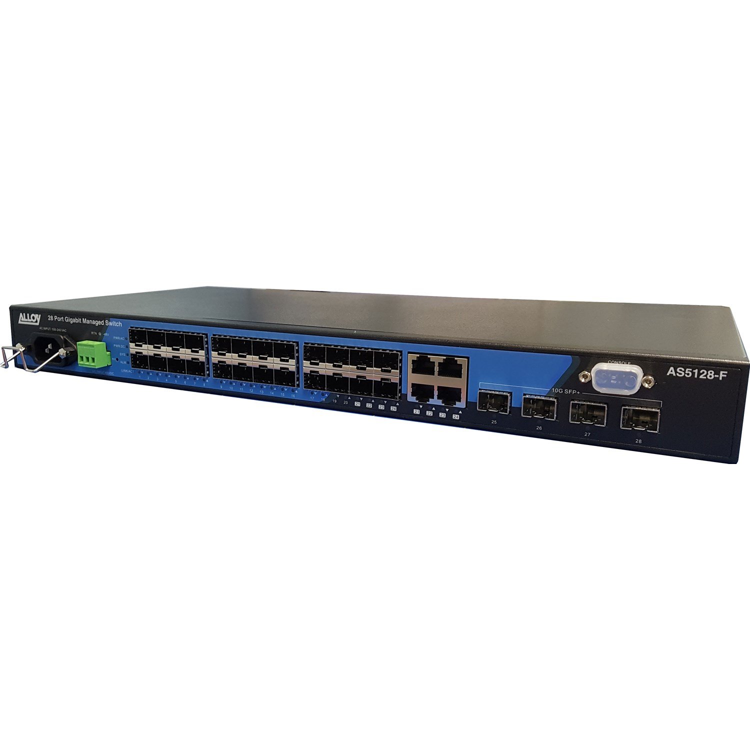 Alloy 28 Port Layer 3 Lite Managed Fibre Switch With 24X 100/1000Mb SFP Ports + 4 Paired 10/100/1000Mbps Copper Ports + 4X 1Gb/10GbE SFP Ports