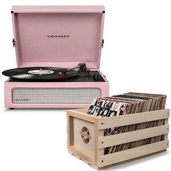 Crosley "Crosley Voyager Portable Turntable - Amethyst + Free Record Storage Crate"