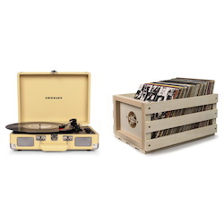 Crosley Cruiser Deluxe Portable Turntable - Fawn + Free Record Storage Crate