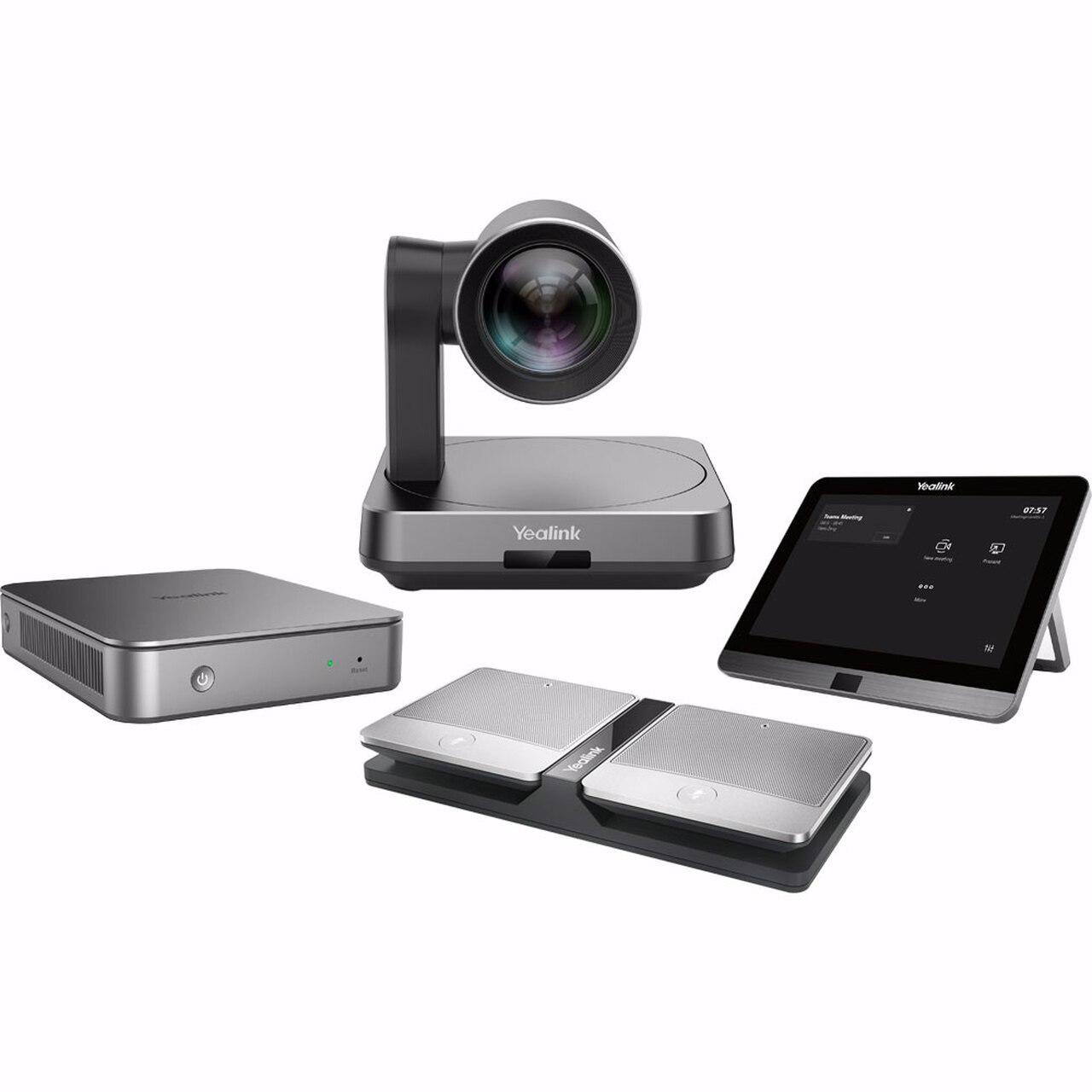Yealink MVC640 Room System For Microsoft Teams And SFB, Mini-PC Ii, 8'' Touch Screen, Uvc84 12X Optical Zoom 4K Camera, 1X WPP20, 2X CPW90 Wireless MIC's And Soundbar (Includes 2 Year Ams)