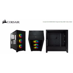 Corsair Carbide Series 4000X RGB E-Atx, Atx, Tempered Glass Front & Side. Black,3X 120MM RGB Fans Pre-Installed. Usb 3.0 And Type-C X 1, Pci 7+2, Case