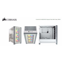Corsair Carbide Series 4000X RGB E-Atx, Atx, Tempered Glass Front & Side. White,3X 120MM RGB Fans Pre-Installed. Usb 3.0 And Type-C X 1. Pci 7+2, Case