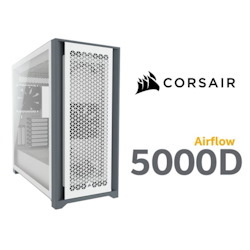 Corsair 5000D Airflow E-Atx, Atx, Usb Type-C, 1X 120MM Front & Rear, Radiator 360MM. 7+2 Pci Slot, 4X 2.5' SSD, 2X 3.5' HDD. Vga 420MM. White. Case