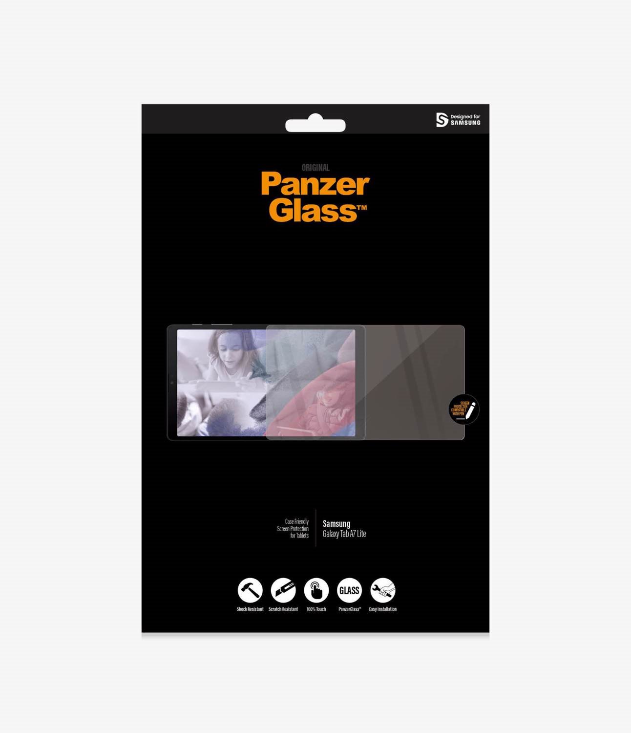 PanzerGlass Screen Protector For Samsung Galaxy Tab A7 Lite - Full Frame Coverage, Rounded Edges, Crystal Clear, Anti Bacterial