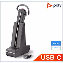 Poly Plantronics/Poly Savi 8245 UC,Standard, Usb-C, Convertible, Dect Wireless, Unlimited Talk Time, Crystal-Clear Audio, Anc, One-Touch control,SoundGuard