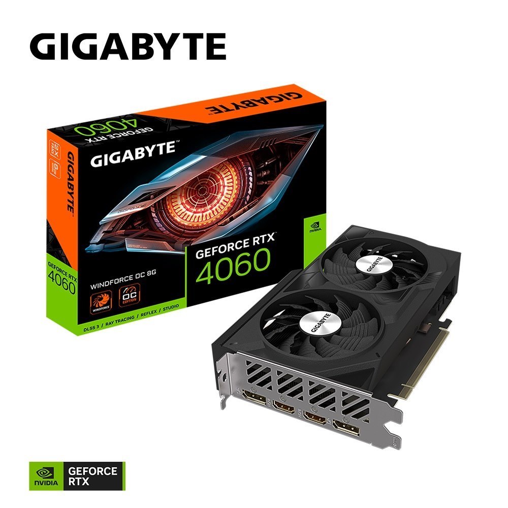 Gigabyte RTX 4060 Gpu, PCIe16, DP(2), Hdmi(2), 8GB GDDR6, Windforce Oc, 3YR