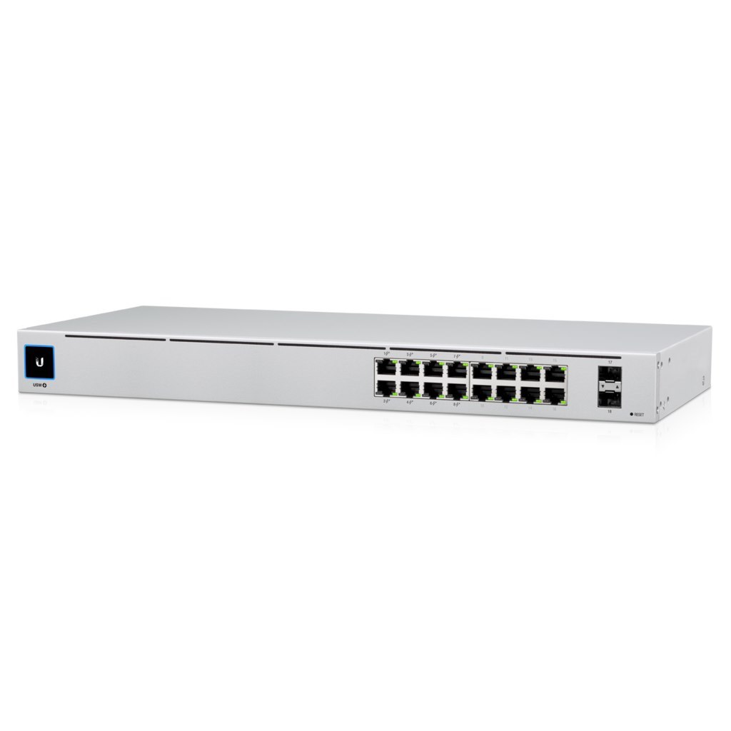 Ubiquiti UniFi 16-Port Managed Gigabit Switch - 8X PoE+ Ports, 8X Gigabit Ethernet Ports, With 2X SFP - 42W - Touch Display - Fanless - Gen2