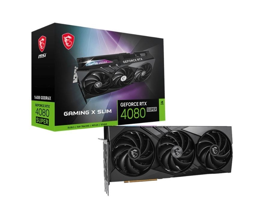 Msi GeForce RTX 4080 Super 16G Gaming X Slim Video Card 2610 MHz Boost Clock, 16GB GDDR6X,DisplayPort X 2 (v1.4a),HDMI X 2