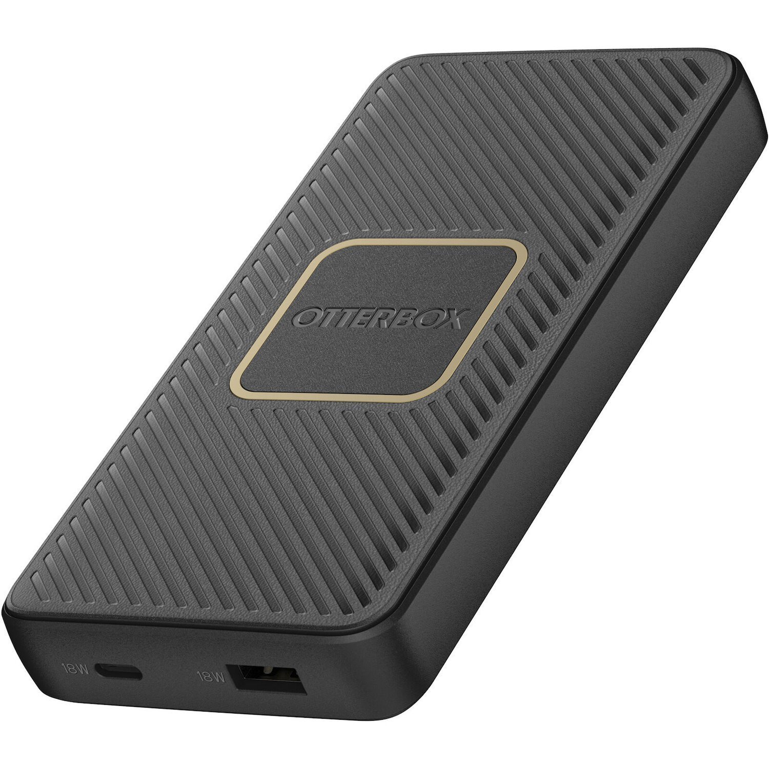 OtterBox Fast Charge Wireless Power Bank 10K mAh - Black (78-80639), Dual Ports (Usb-C 18W & Usb-A 18W), 10W Qi Wireless, 15CM Usb-C Cable, Sleek