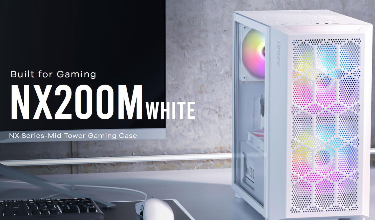 Antec NX200M White M-Atx, Itx Case, Large Mesh Front For Excellent Cooling, Side Window, 1X 12CM Fan Included, Radiator 240MM. Gpu 275MM