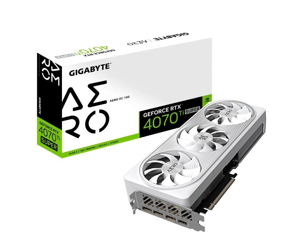 Gigabyte nVidia GeForce RTX 4070 Ti Super Aero Oc 16GD GDDR6X Video Card, Pci-E 4.0, 2655 Core Clock, RGB Fusion 3X DP 1.4A, 1X Hdmi 2.1A