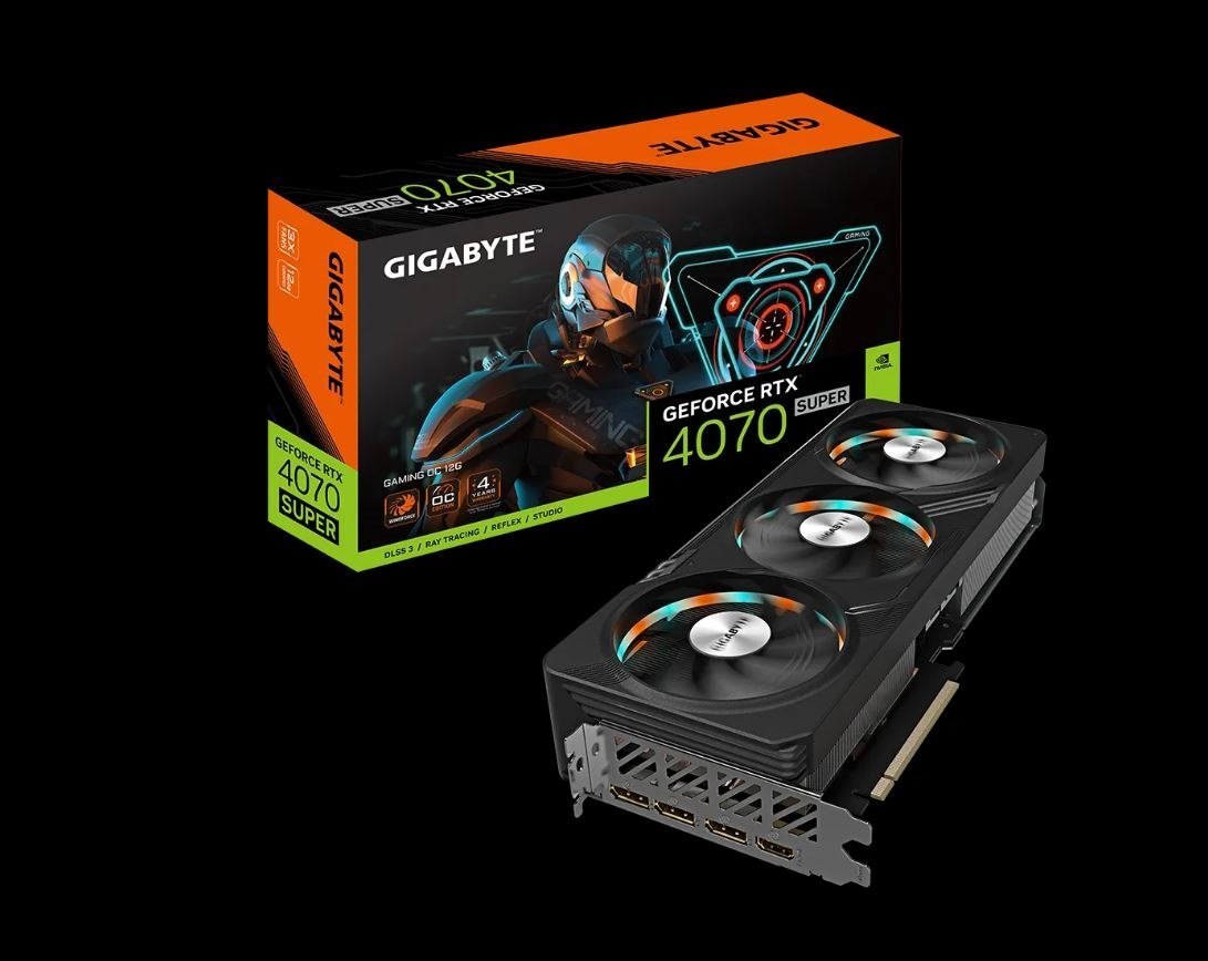 Gigabyte nVidia GeForce RTX 4070 Super Gaming Oc 12GD GDDR6X Video Card, Pci-E 4.0,7168 Cuda Cores, RGB Fusion 3X DP 1.4A, 1X Hdmi 2.1A