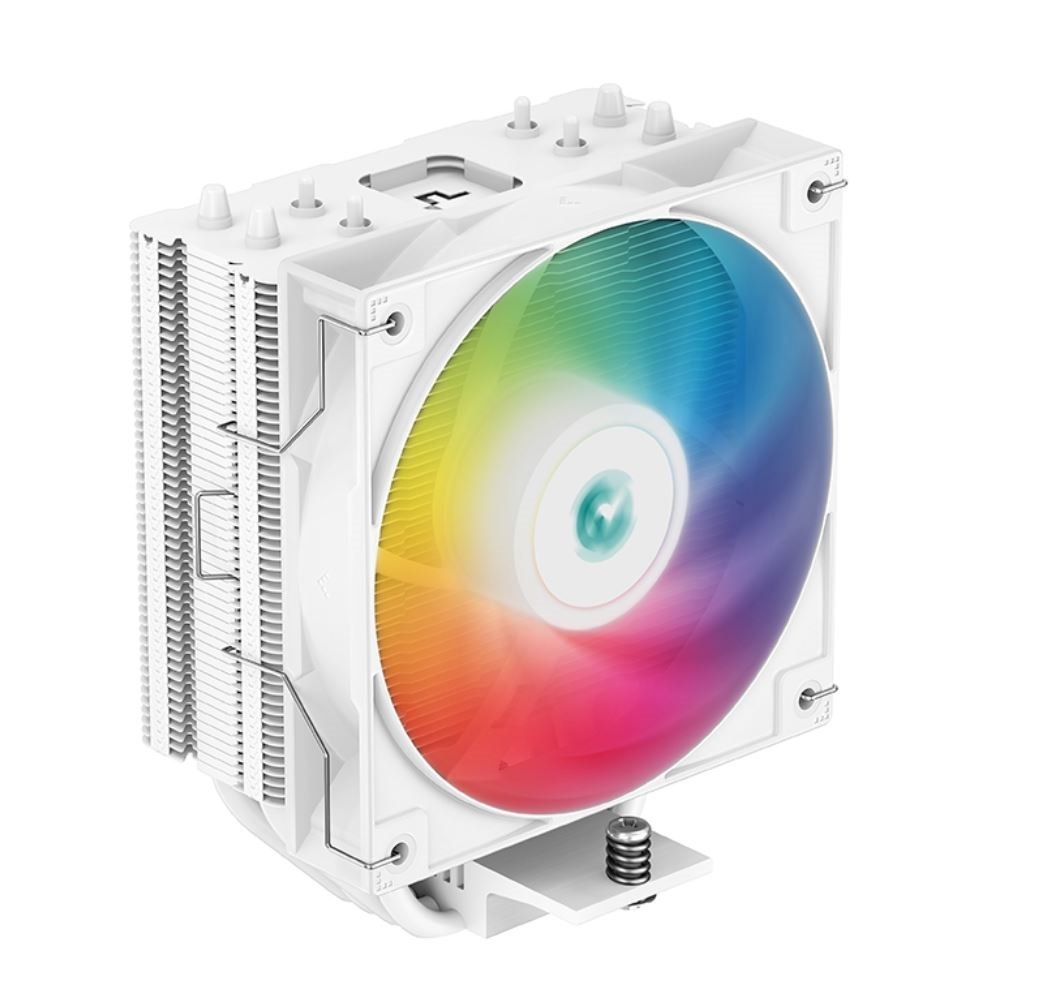 DeepCool Ag400 Argb White Single Tower Cpu Cooler, TDP 220W, 120MM Static Argb Fan, Direct-Touch Copper Heat Pipes, Intel Lga1700/Amd Am5 Support