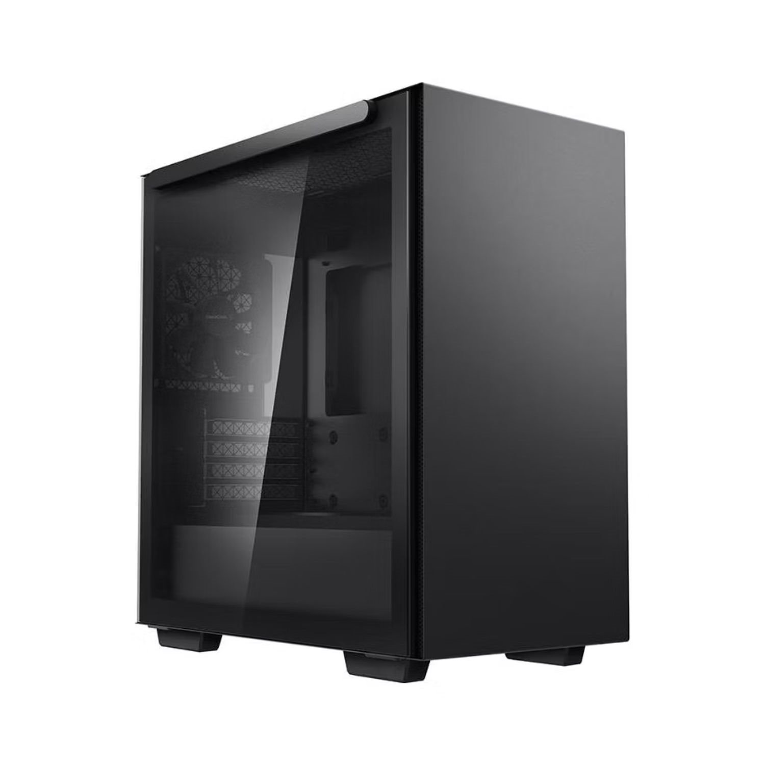 DeepCool Macube 110 Black Minimalistic Micro-ATX Case, Magnetic Tempered Glass Panel, Removable Drive Cage, Adjustable Gpu Holder, 1xPreinstalled Fan