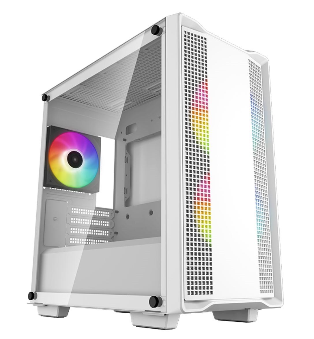 DeepCool CC360 Argb White Micro-ATX Case 3X120MM Pre-Installed Argb Fans ,Tempered Glass Panel, Front USB3.0×1、USB2.0×1、Audio×1