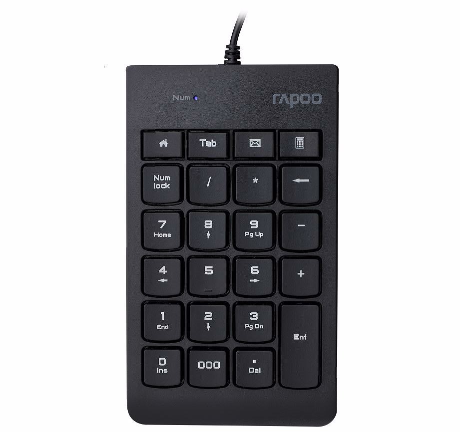 Rapoo K10 Wired Numeric NumberPad Keyboard - Spill Resistant Design, Laser Carved Keycap, Spill-Resistant Design (Buy 10 Get 1 Free)
