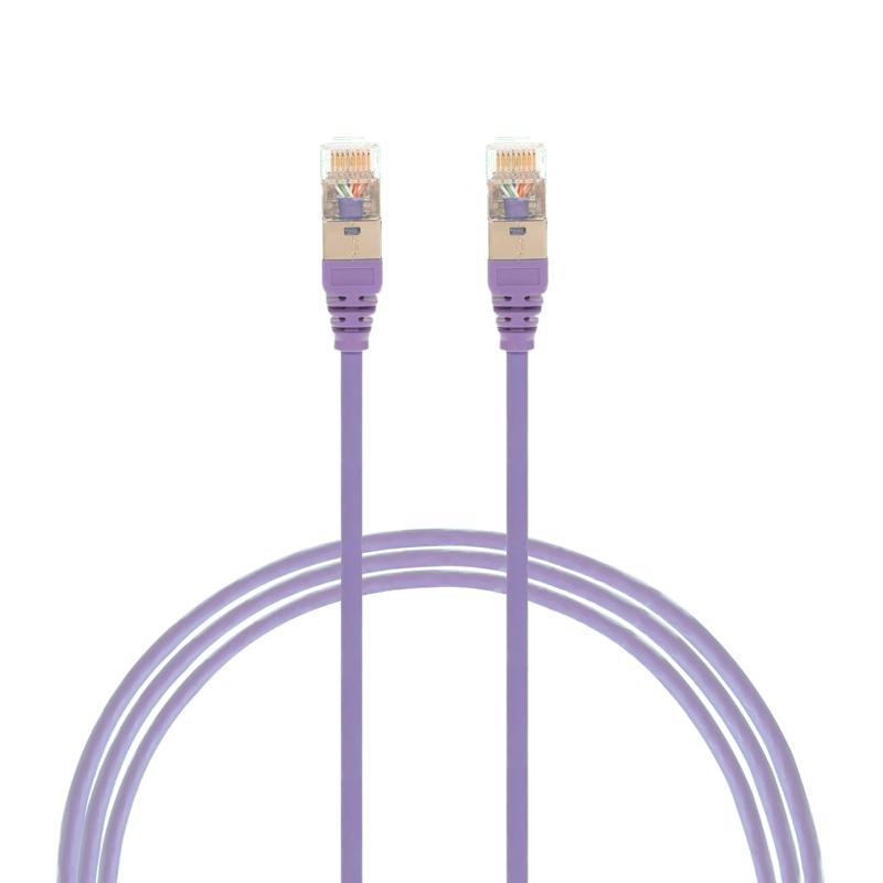 4Cabling 0.25M Cat 6A RJ45 S/FTP Thin LSZH 30 Awg Network Cable. Purple