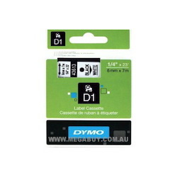 Dymo D1 (SD43613/S0720780) Label Cassette, 6MM X 7M - Black On White