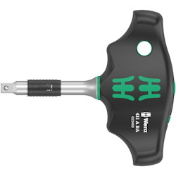 Wera 411 A Ra T-Handle Adapter Screwdriver With Ratchet Function, 1/4"