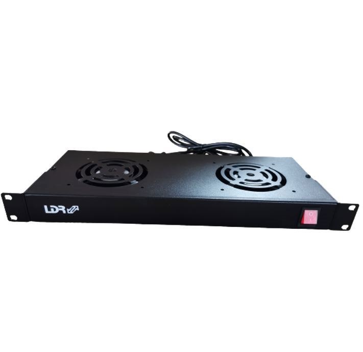 LDR 2 Way Rackmountable Fan Kit With Power Switch - 2X Fans - 1U Size - Black Metal Construction